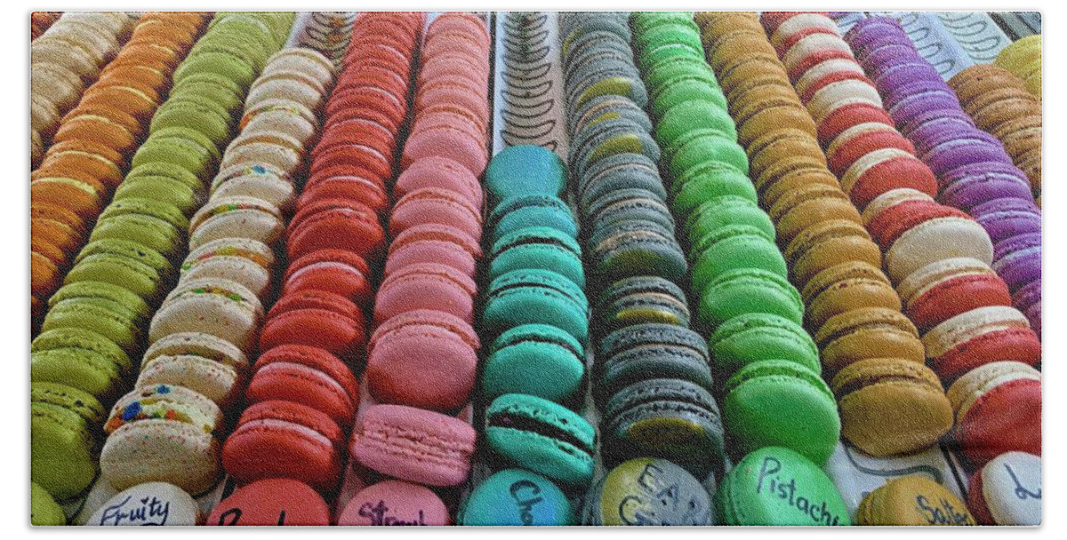 French Hand Towel featuring the photograph French Macarons by Carol Tsiatsios