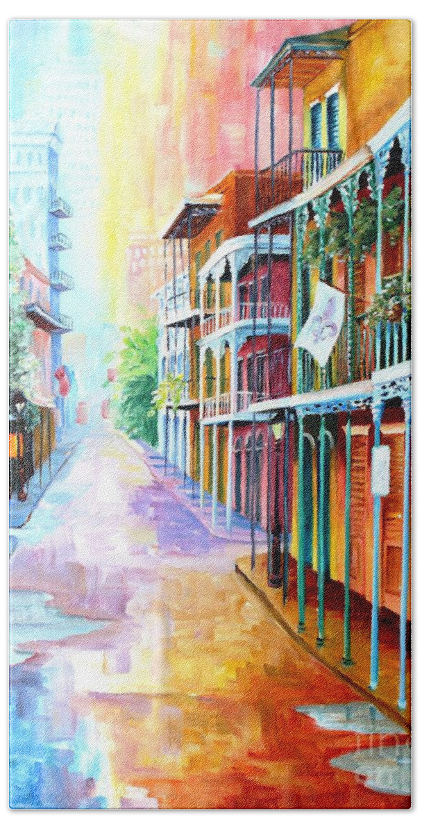 New Orleans Bath Towel featuring the painting French Quarter Dawn by Diane Millsap