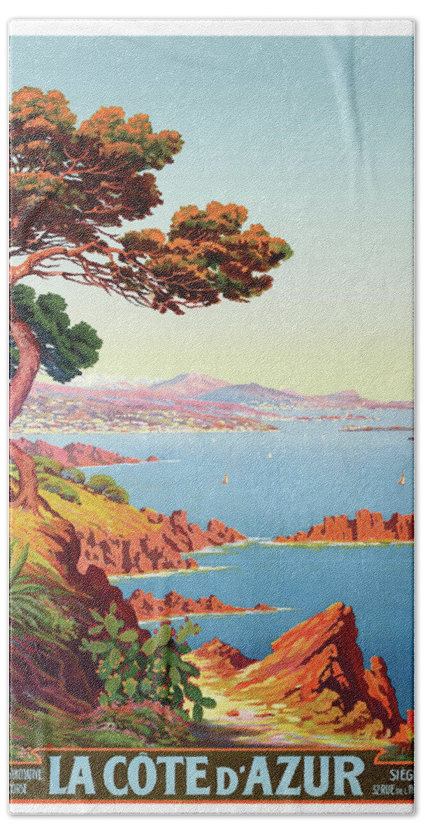 French Riviera Bath Towel featuring the digital art French Riviera Coastline by Long Shot