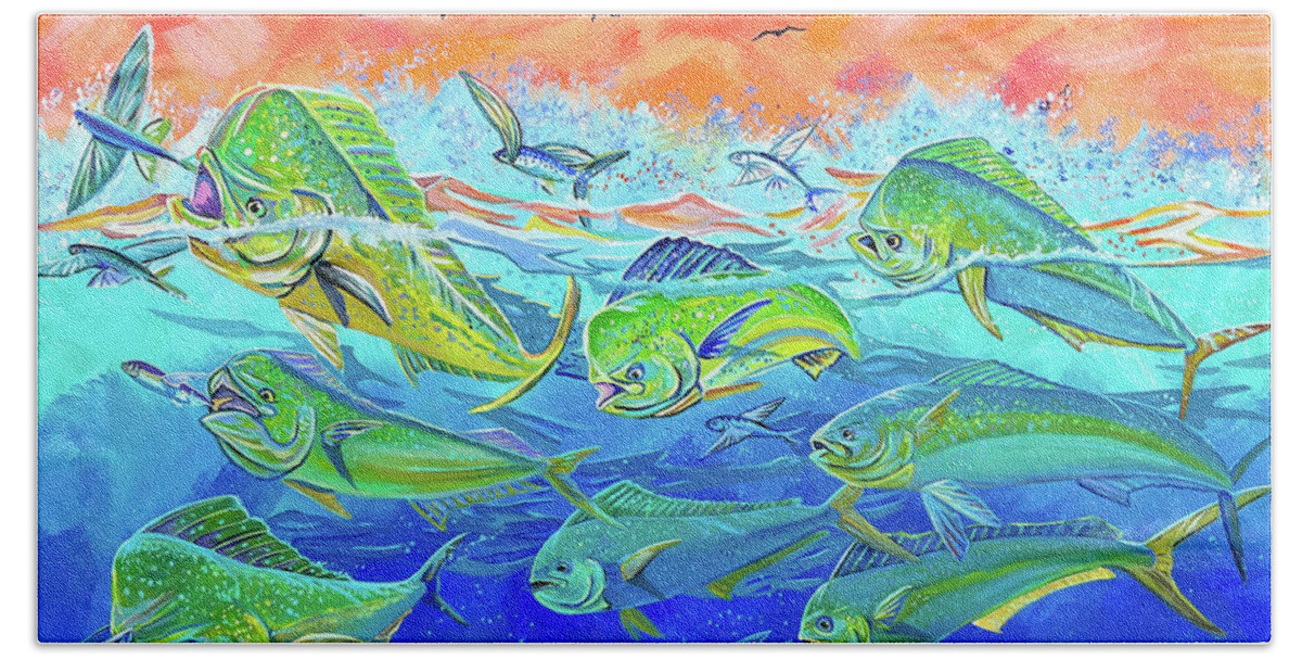 Fish Bath Towel featuring the painting Frequent Flyers by Mark Ray
