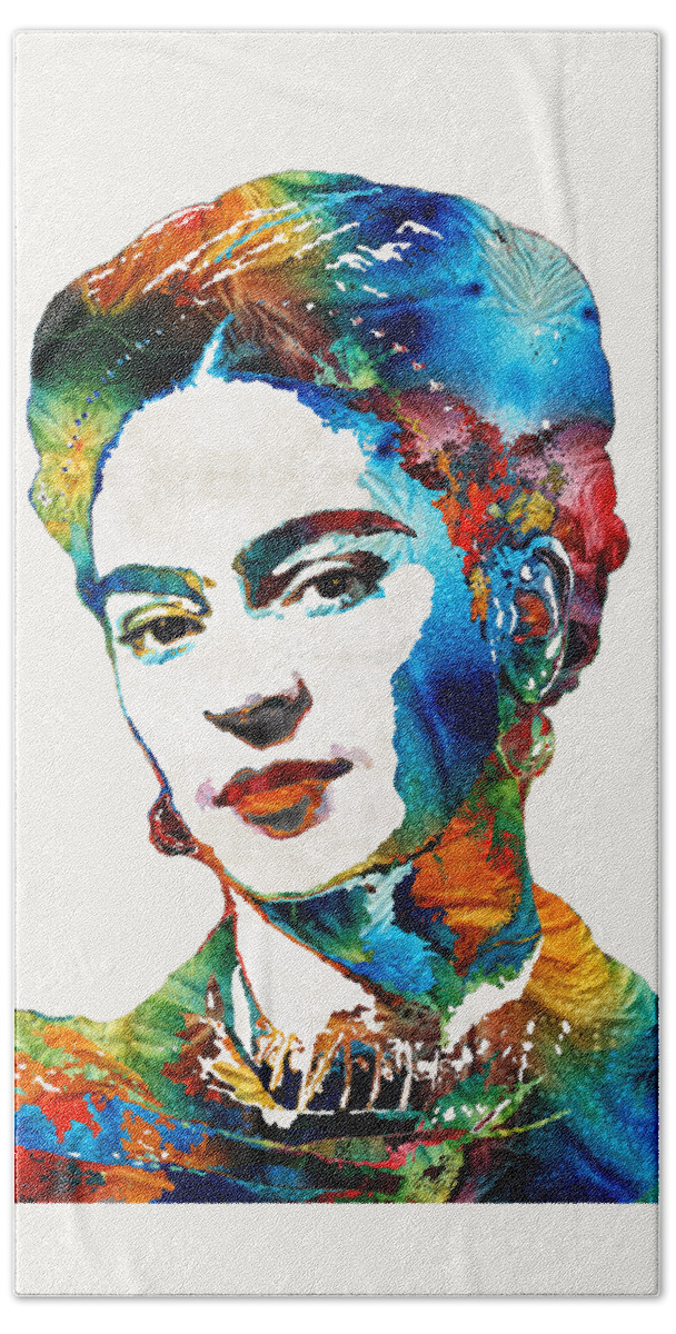 Frida Kahlo Hand Towel featuring the painting Frida Kahlo Art - Viva La Frida - By Sharon Cummings by Sharon Cummings