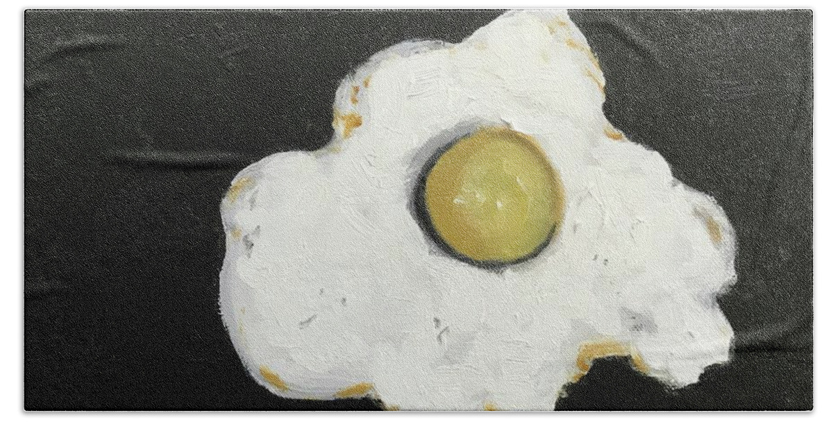 Original Art Work Bath Towel featuring the painting Fried Egg by Theresa Honeycheck