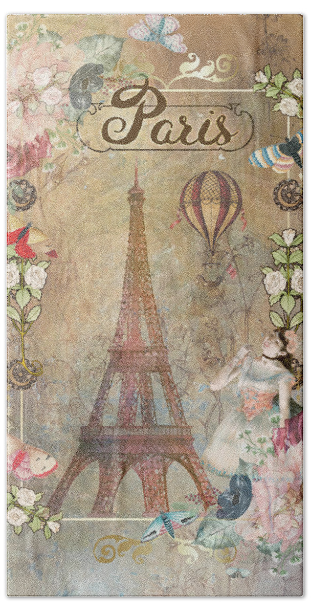 Paris Bath Towel featuring the digital art From Paris with Love by Claudia McKinney