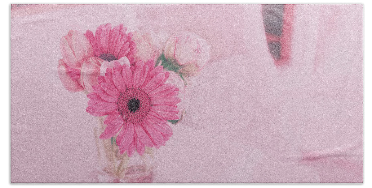 Gerbera Daisy Bath Towel featuring the photograph Front Porch Flowers Pink 3 by Marianne Campolongo