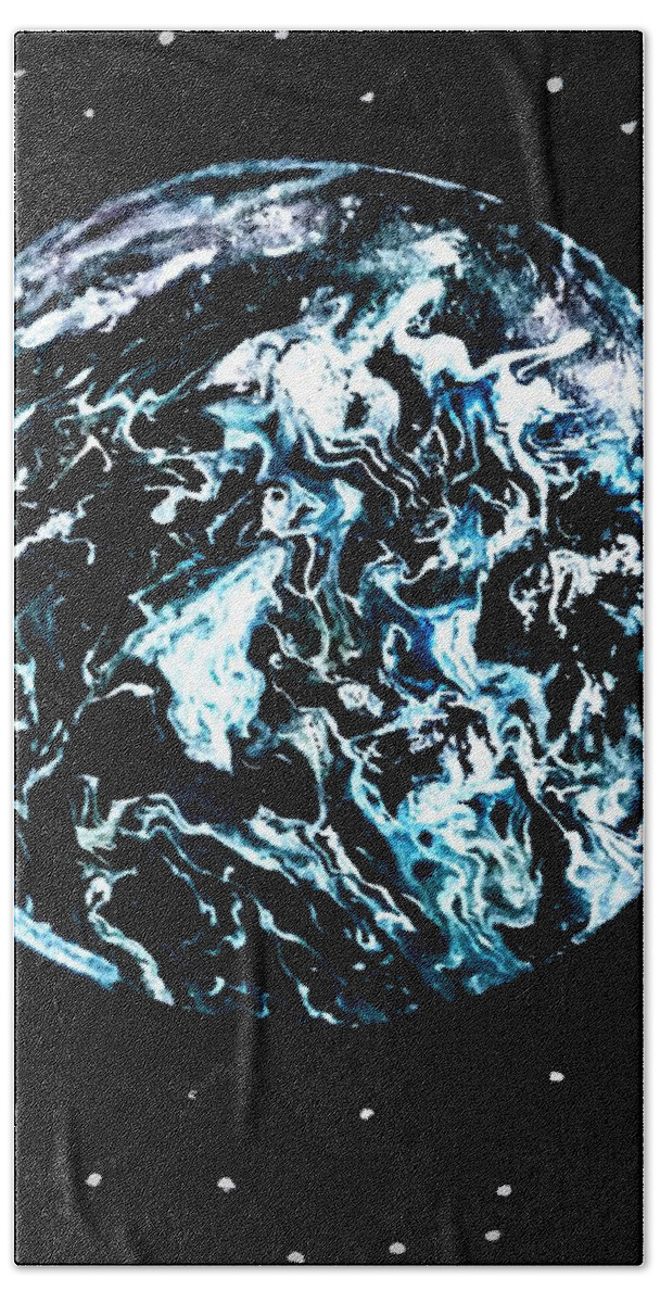 Frozen Bath Towel featuring the painting Frozen planet by Anna Adams