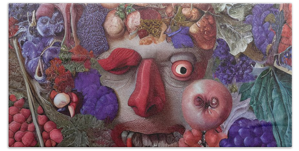 Craig Hand Towel featuring the digital art Fruit Face by Craig Walters