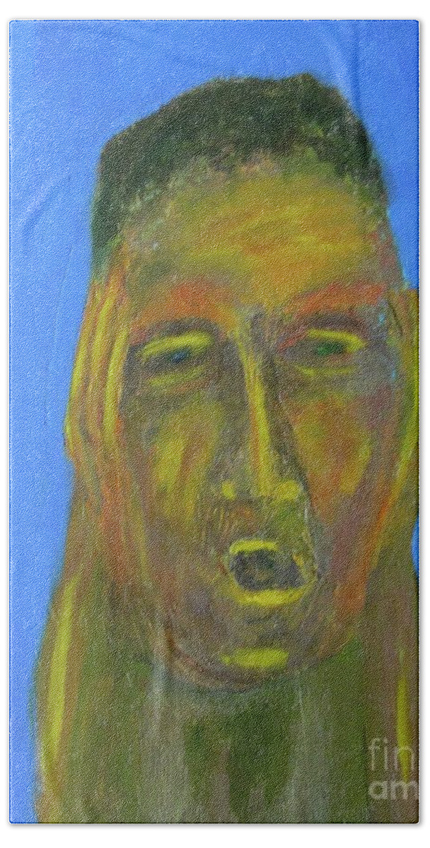 Fear Hand Towel featuring the painting Frustrated - Abstract Oil Painting by Anthony Morretta
