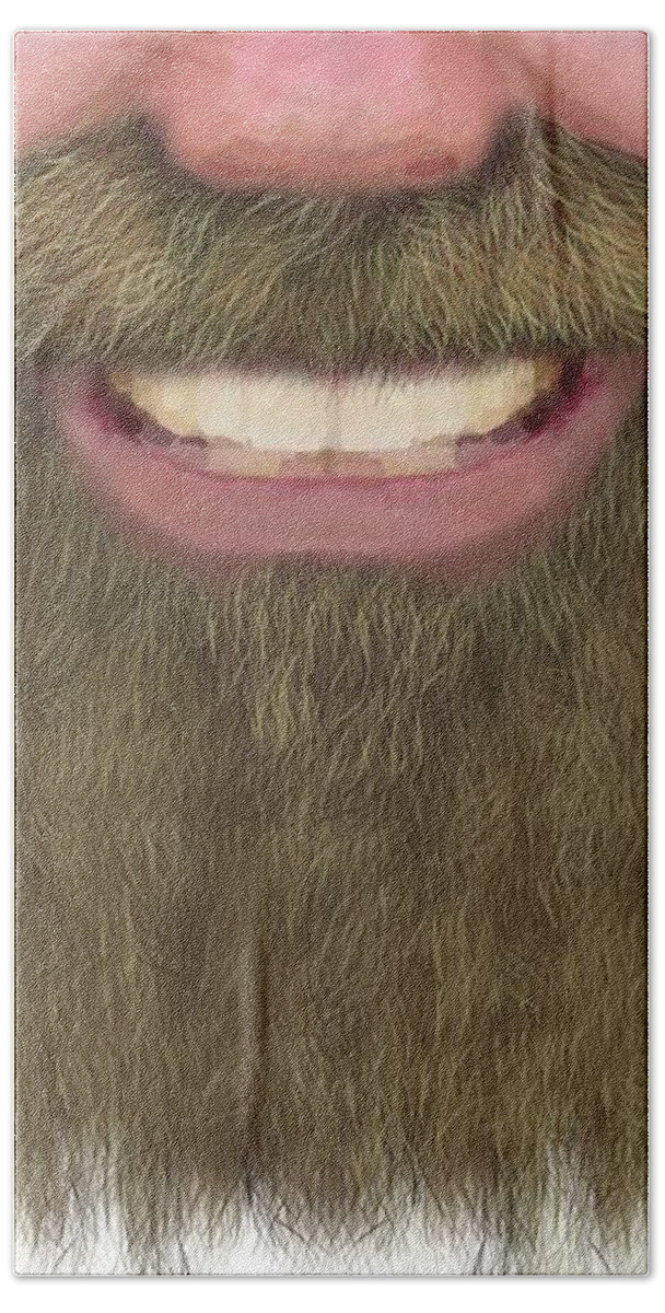Face Hand Towel featuring the drawing Full Beard Facial Hair Male Novelty Face Mask by Joan Stratton
