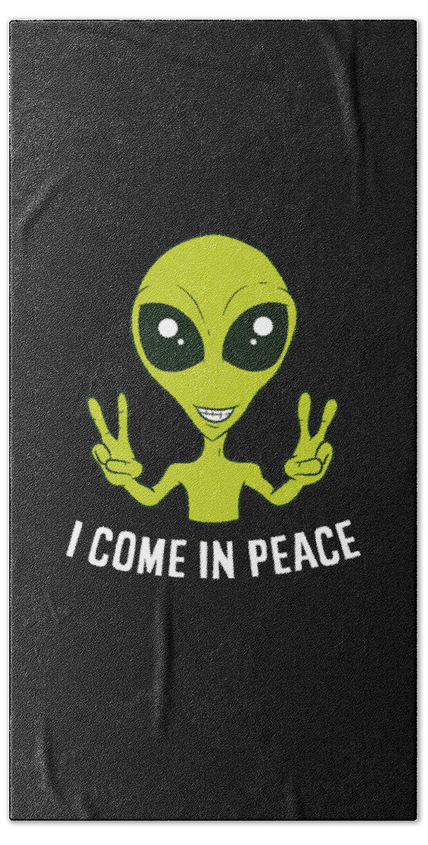 Funny Alien Ufo Space Rave EDM Music I Come In Peace Bath Towel by EQ  Designs - Pixels