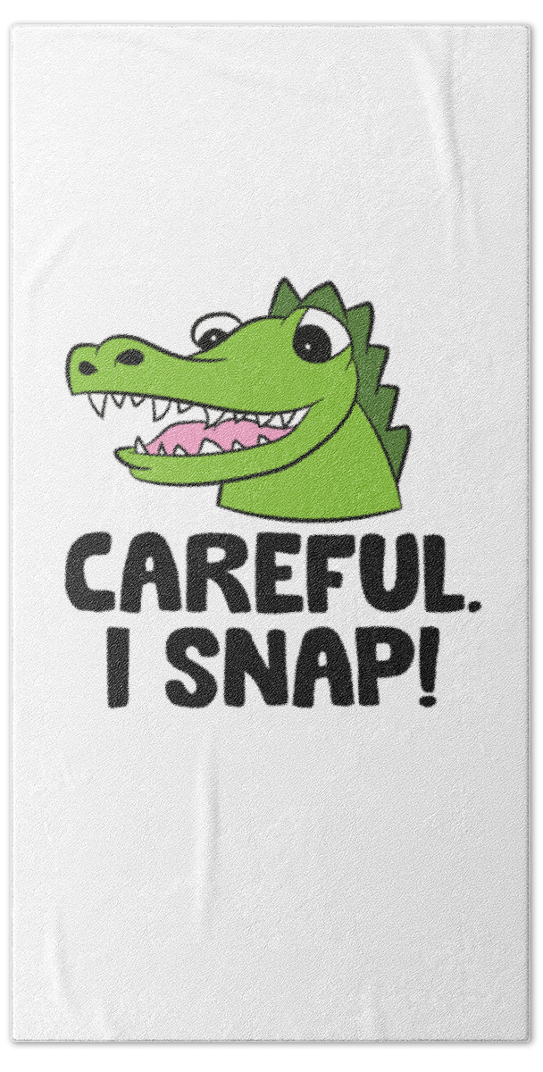 Alligator Hand Towel featuring the tapestry - textile Funny Alligator Kids Careful I Snap Crocodile by EQ Designs