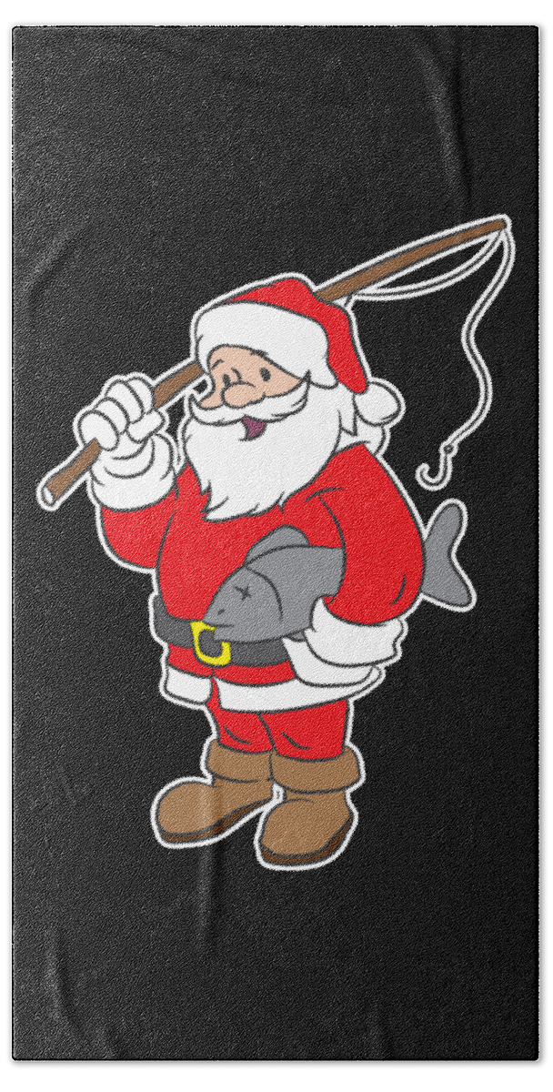 Funny Christmas Xmas Santa Fishing Holiday Gift Idea Bath Towel by