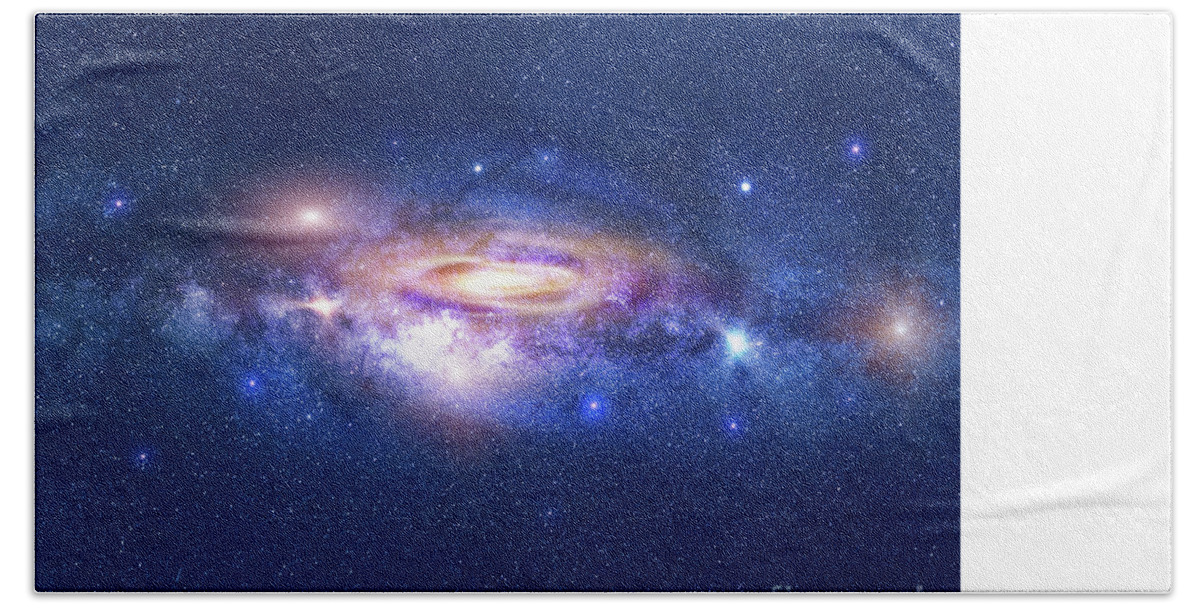 Galaxy Bath Towel featuring the photograph Galaxy in deep space by Benny Marty