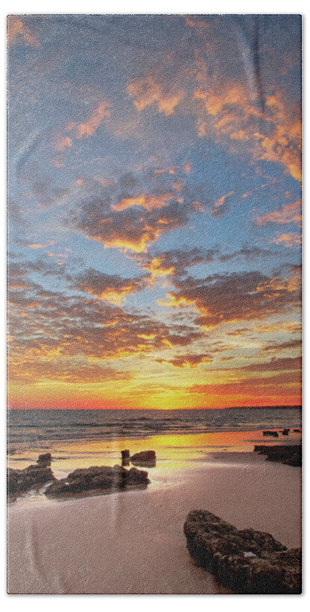Beach Sunset Bath Towel featuring the photograph Gale Beach at Sunset. In Algarve by Angelo DeVal