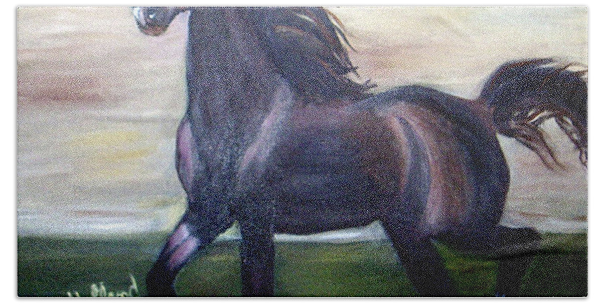 Horse Bath Towel featuring the painting Gallop by Genevieve Holland