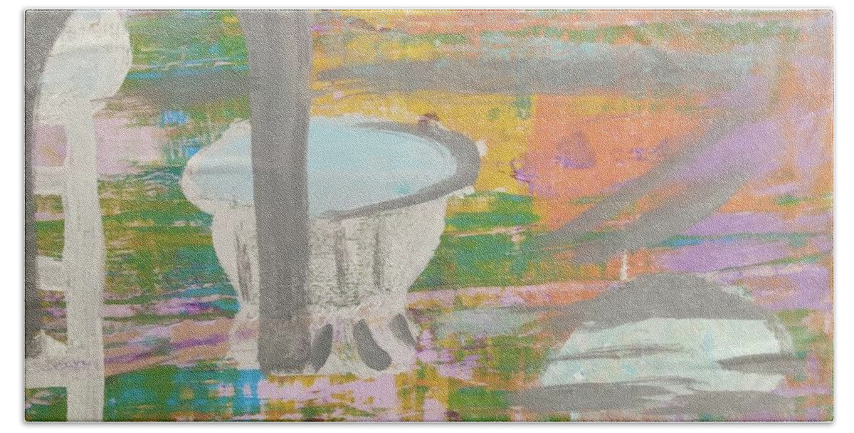 Abstract Bath Towel featuring the painting Garden Light by Suzanne Berthier