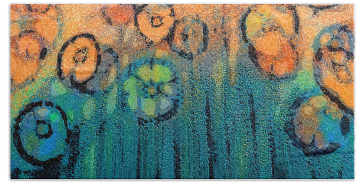 Flowers Bath Towel featuring the digital art Garden Marigolds by Diana Rajala