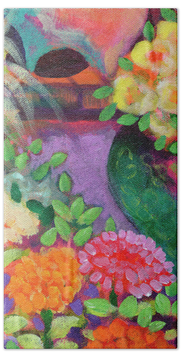 Flower Bath Towel featuring the painting Garden Paradise I by Jennifer Lommers