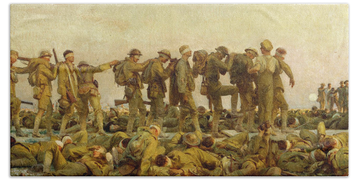 Sargent Bath Towel featuring the painting Gassed, 1919 by John Singer Sargent