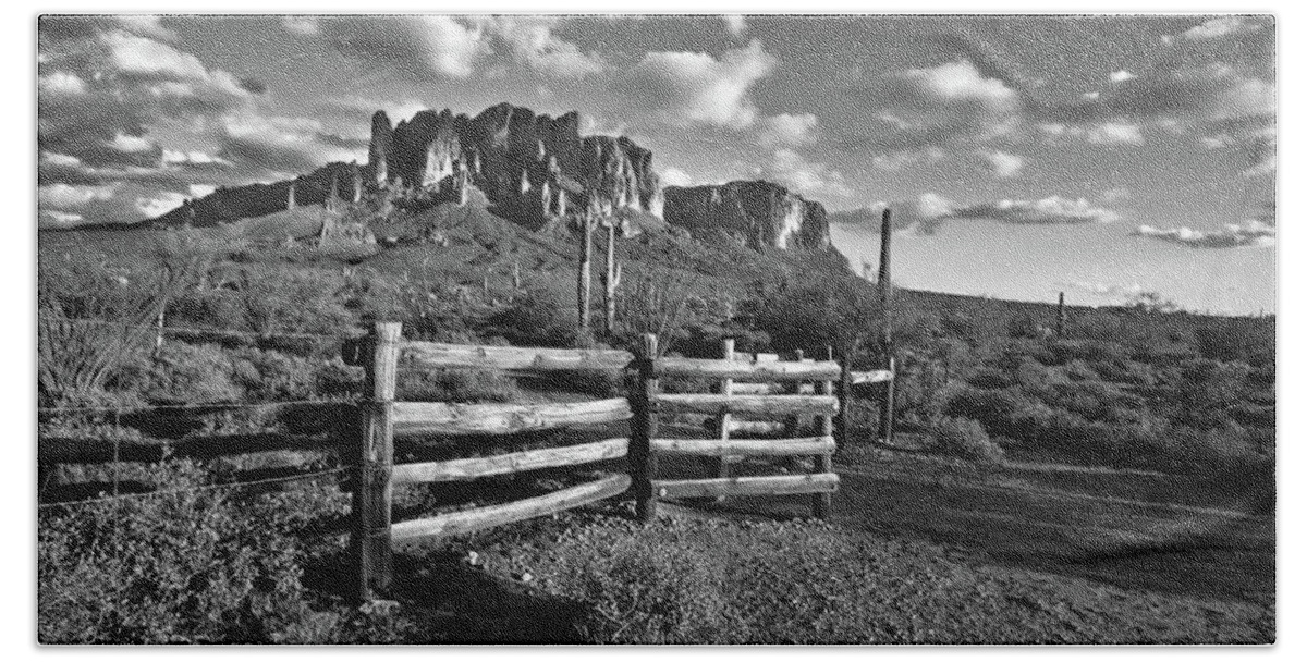 Superstition Mountains Bath Towel featuring the photograph Gateway to Superstition by American Landscapes