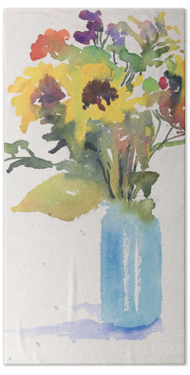 Flowers Bath Towel featuring the painting Gay Bouquet by Elizabeth Carr
