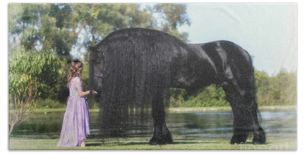 Frisians Hand Towel featuring the photograph Gentle Giant by Lori Ann Thwing