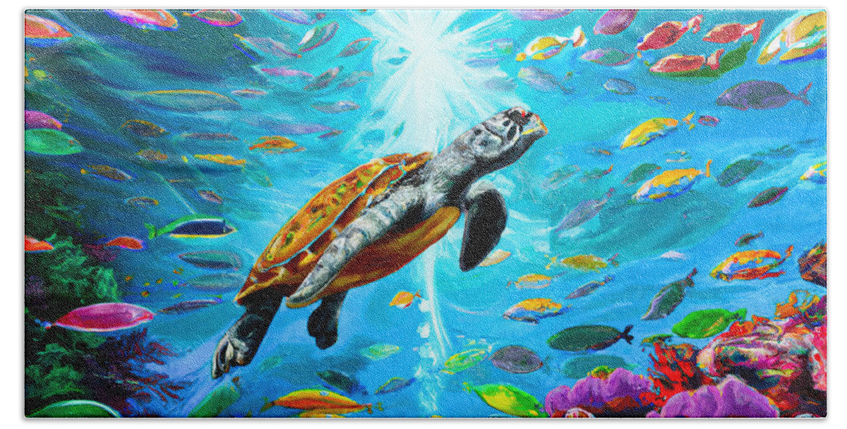 Gentle Giant Sea Turtle Bath Towel by Hillary Kladke - Fine Art America