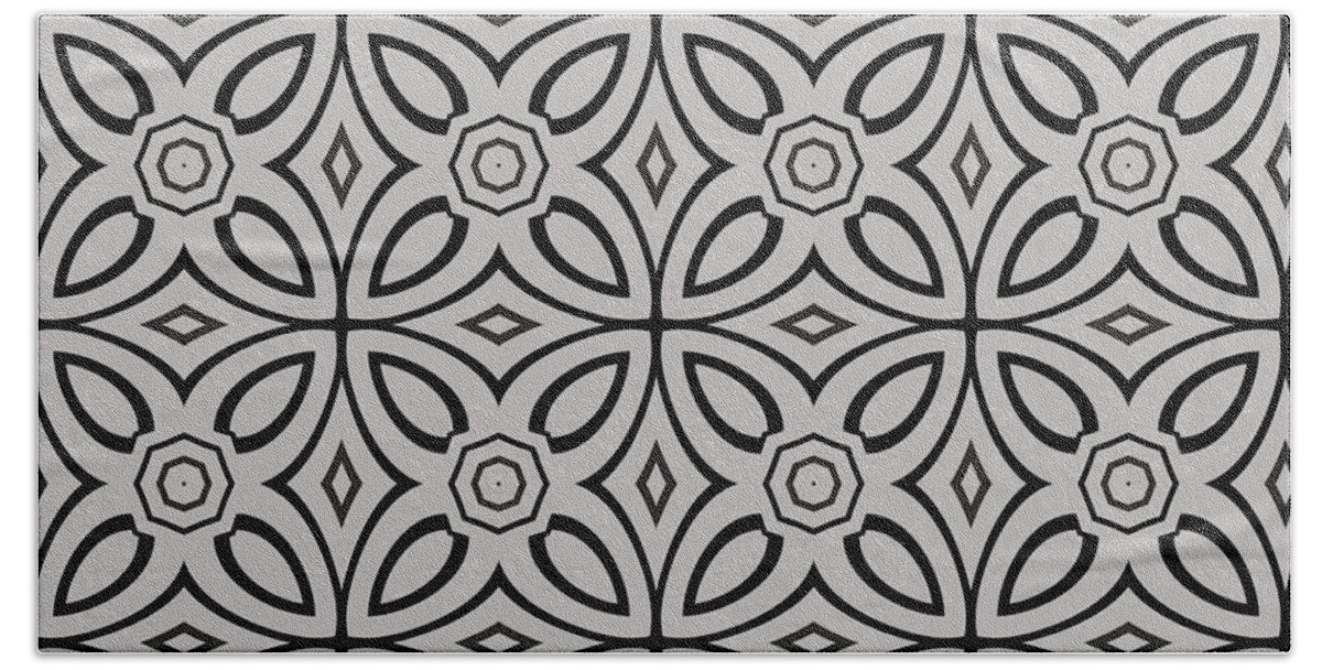 Patterns Hand Towel featuring the digital art Geometric Designer Patter 395 - Grey Black by Philip Preston