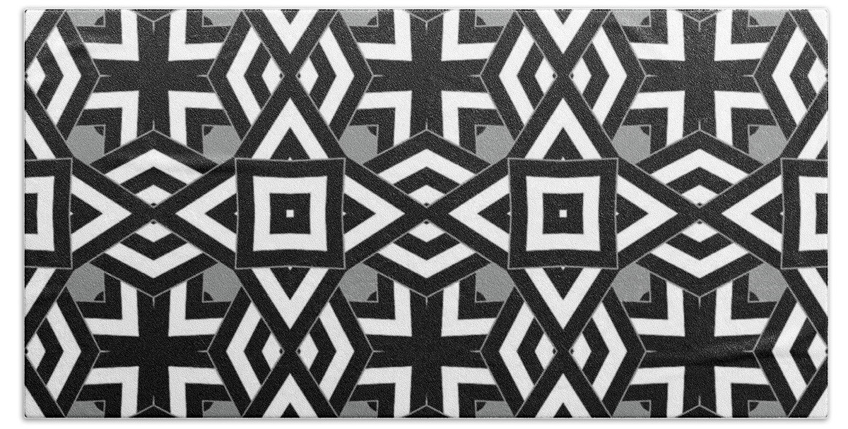 Pattern Hand Towel featuring the digital art Geometric Designer Patter 718 - Grey Black by Philip Preston