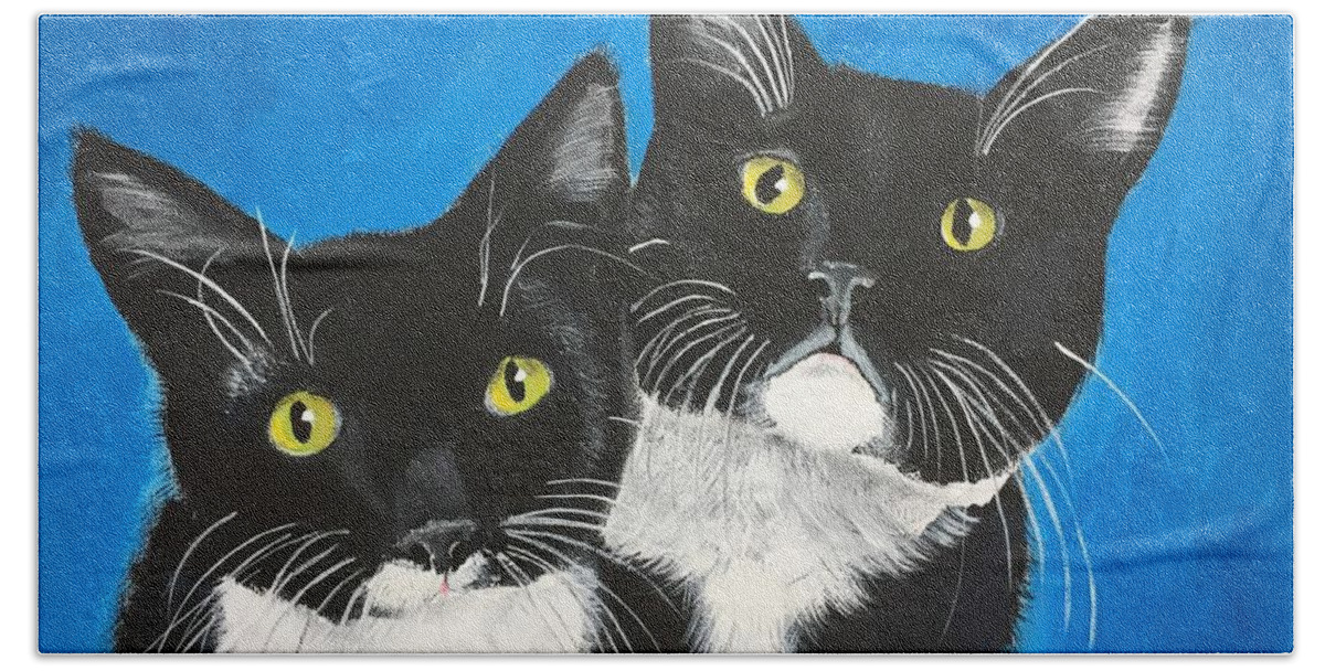 Pets Bath Towel featuring the painting George and Grayson by Kathie Camara