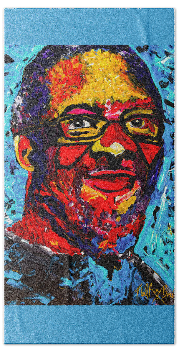 George Porter Jr Bath Towel featuring the painting George Porter Jr by Neal Barbosa