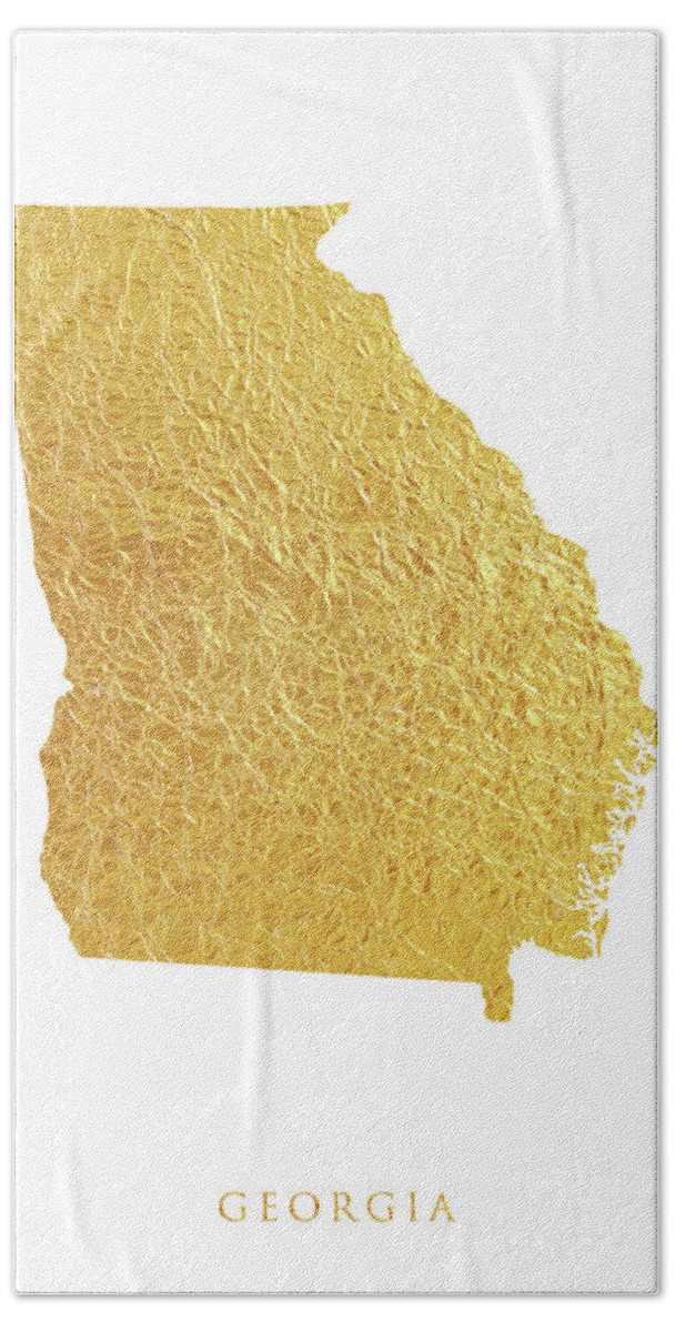 Georgia Hand Towel featuring the digital art Georgia Gold Map #50 by Michael Tompsett
