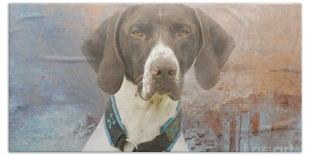 German Shorthaired Pointer Hand Towel featuring the photograph German Shorthaired Pointer Three by Elisabeth Lucas
