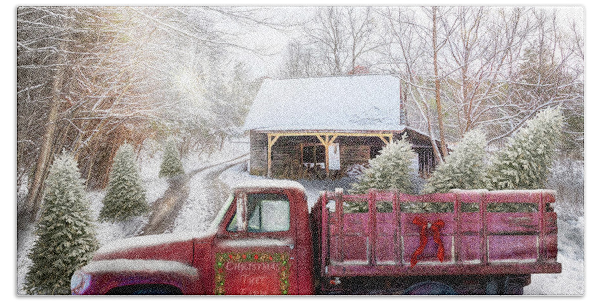 Barns Bath Towel featuring the photograph Getting Ready for Christmas Eve Painting by Debra and Dave Vanderlaan