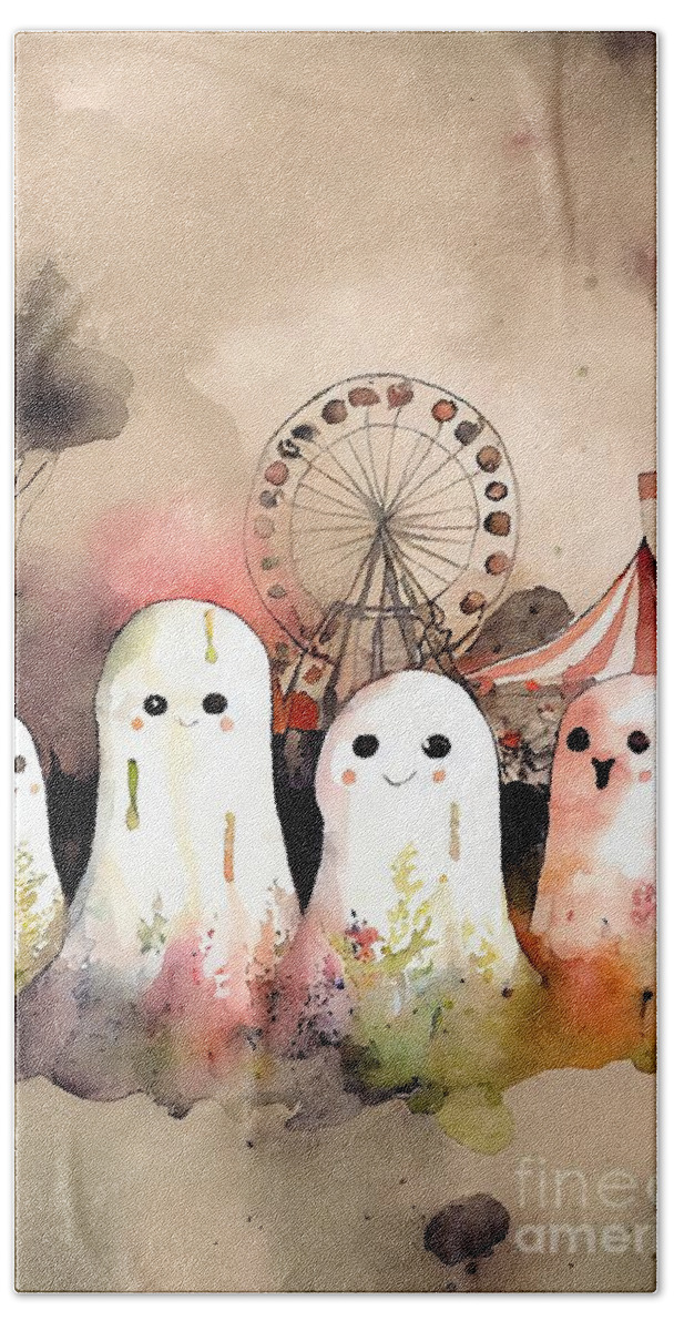 Ghost Hand Towel featuring the painting Ghost Circus by N Akkash