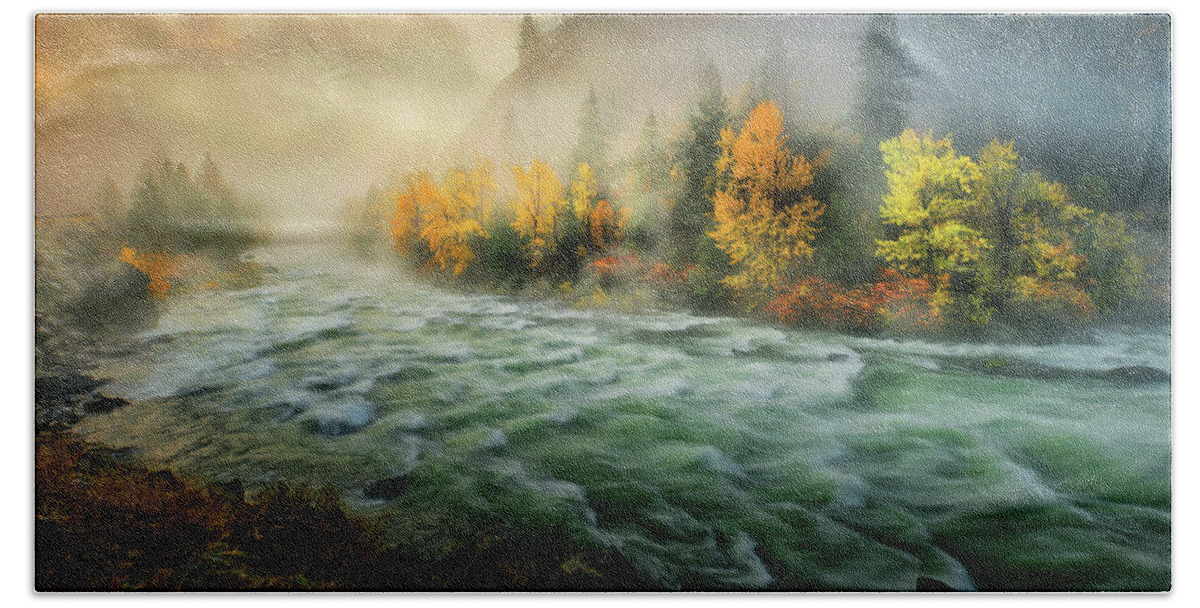 Leavenworth Bath Towel featuring the photograph Ghosts of Autumn by Dan Mihai
