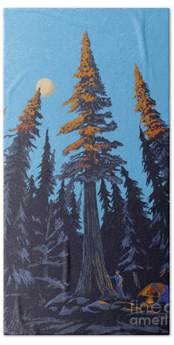 Camping Bath Towel featuring the painting Giant Cedar Grove by Sassan Filsoof