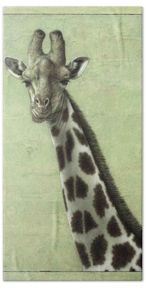 Giraffe Bath Towel featuring the painting Giraffe by James W Johnson