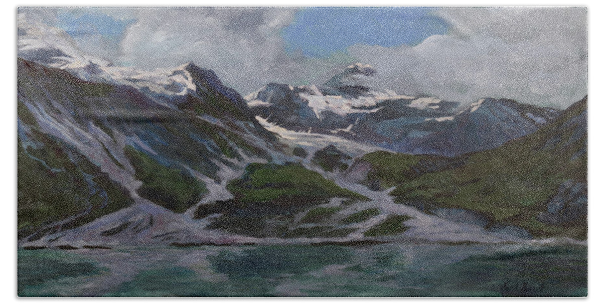 Glacier Bath Towel featuring the painting Glacier Bay #1 by David Dorrell
