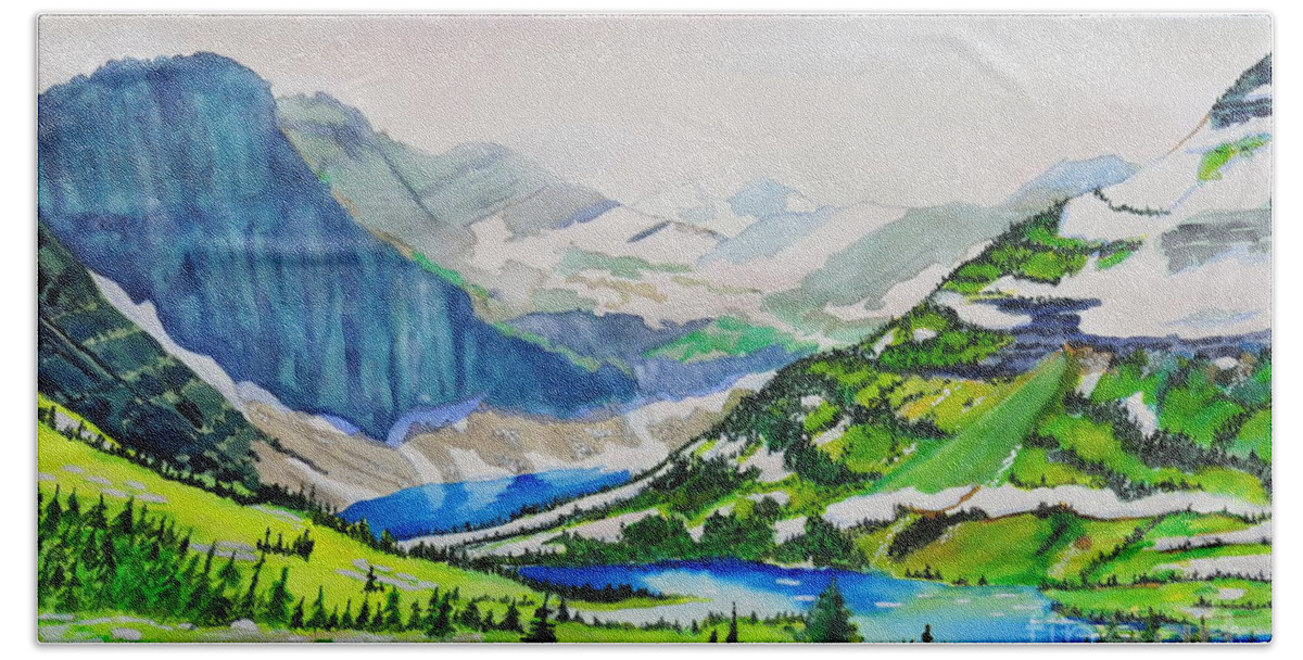 Mountains Bath Towel featuring the painting Glacier Spring by John W Walker