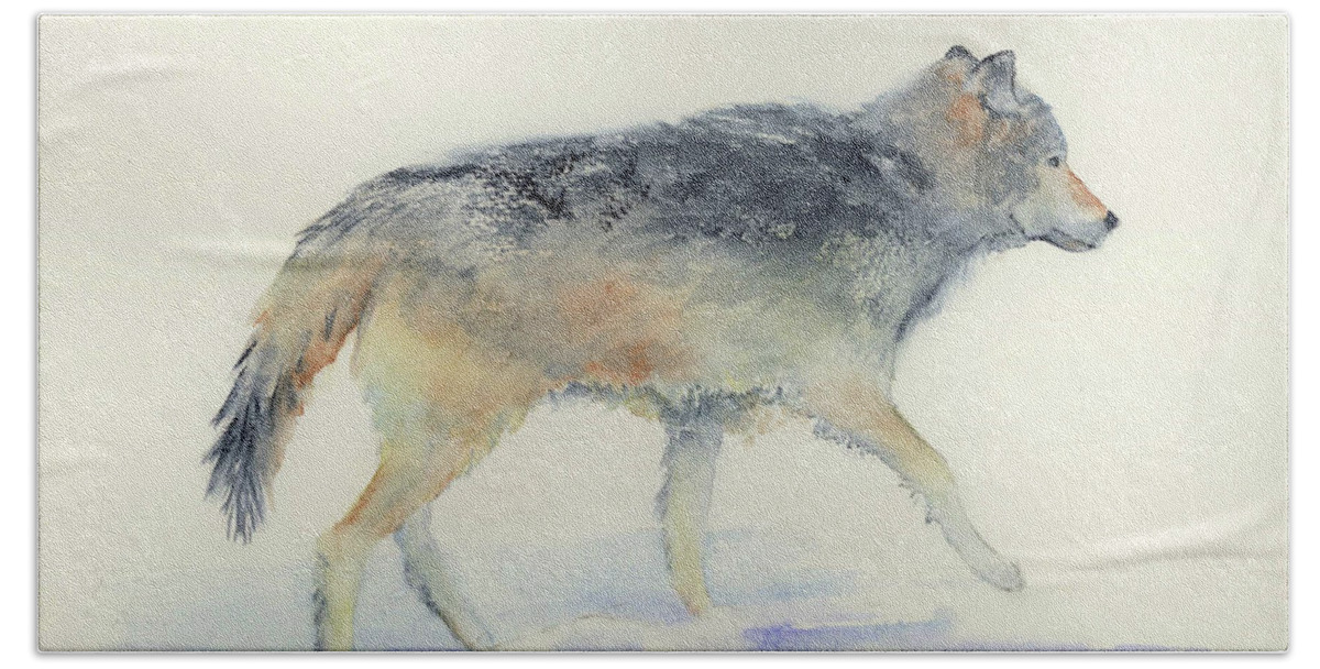 Wolf Hand Towel featuring the painting Glacier Wolf by Marsha Karle