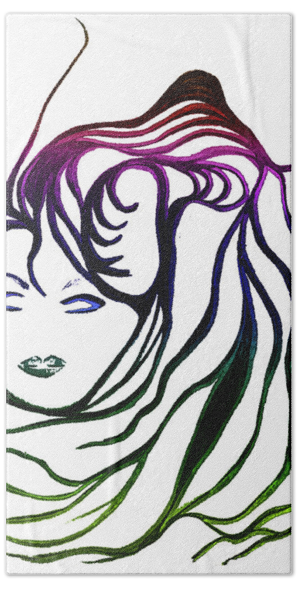 Girl Bath Towel featuring the drawing Glamour Girl by Melinda Firestone-White