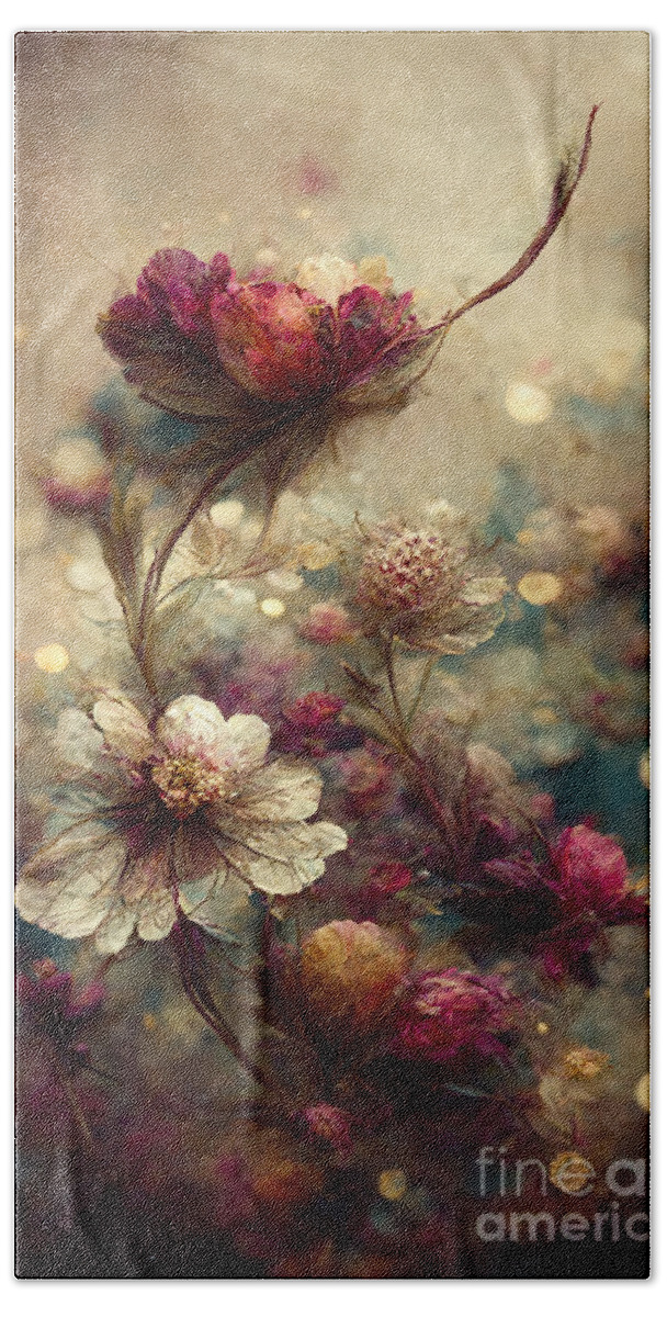 Glitter flowers Bath Sheet by Sabantha - Pixels