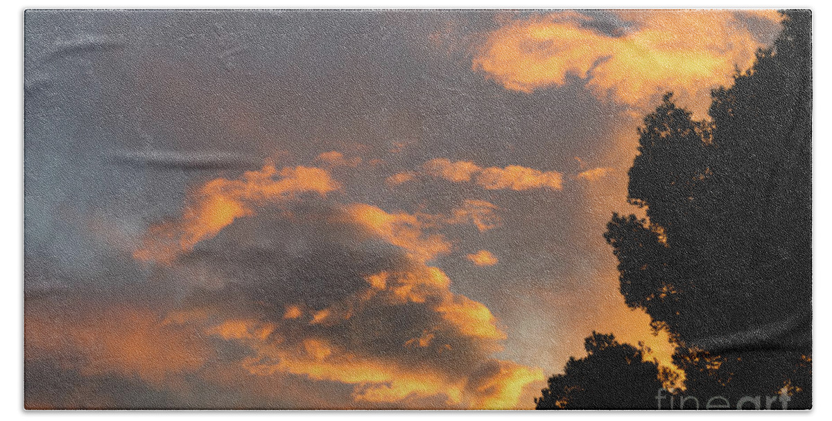 Clouds Bath Towel featuring the photograph Glowing sky by Adriana Mueller