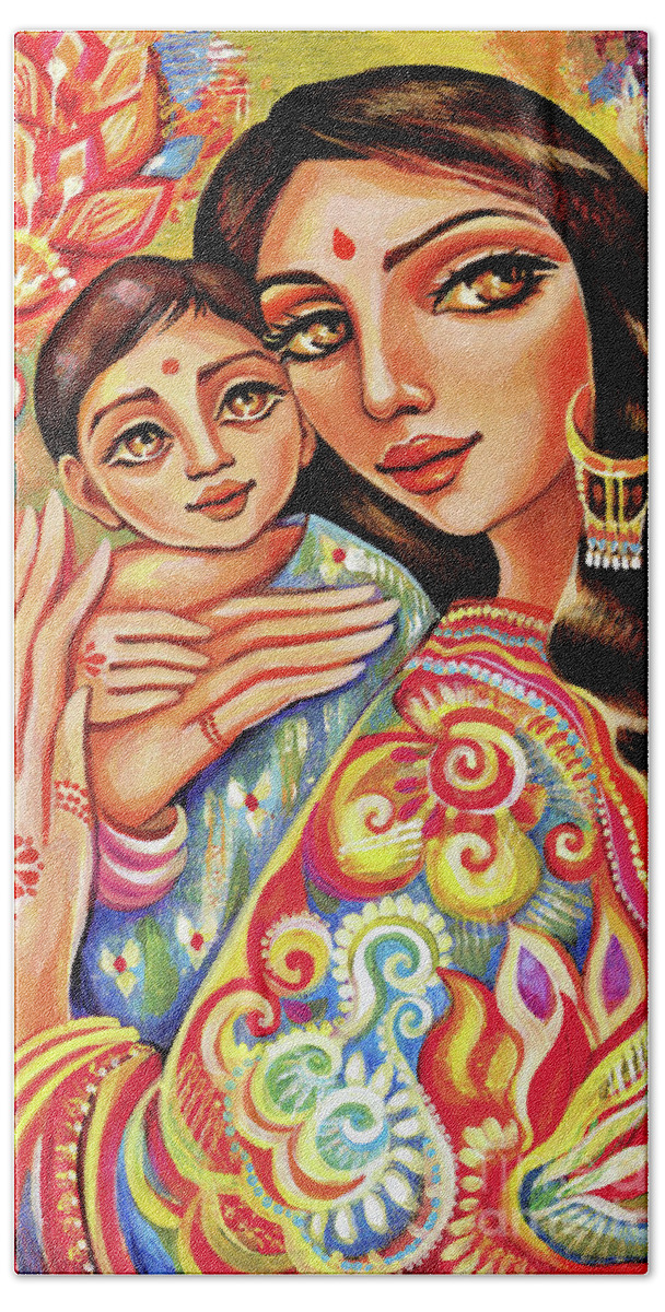Mother And Child Hand Towel featuring the painting Goddess Blessing by Eva Campbell