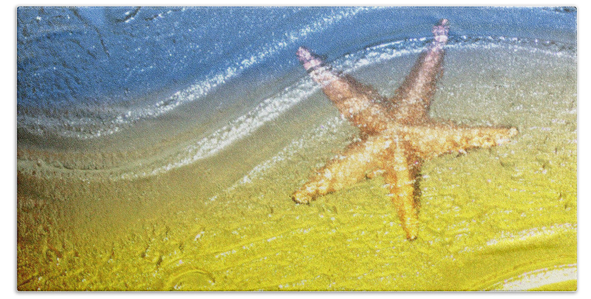 Starfish Hand Towel featuring the photograph Going With the Flow by Holly Kempe