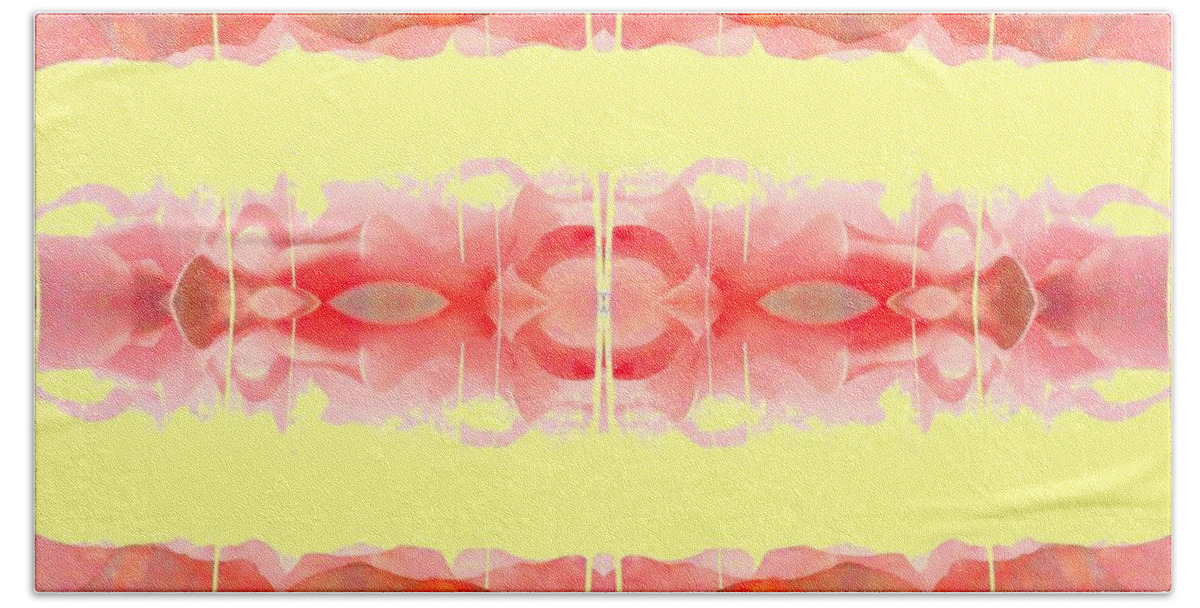 Abstract Hand Towel featuring the digital art Gold and Rose by T Oliver