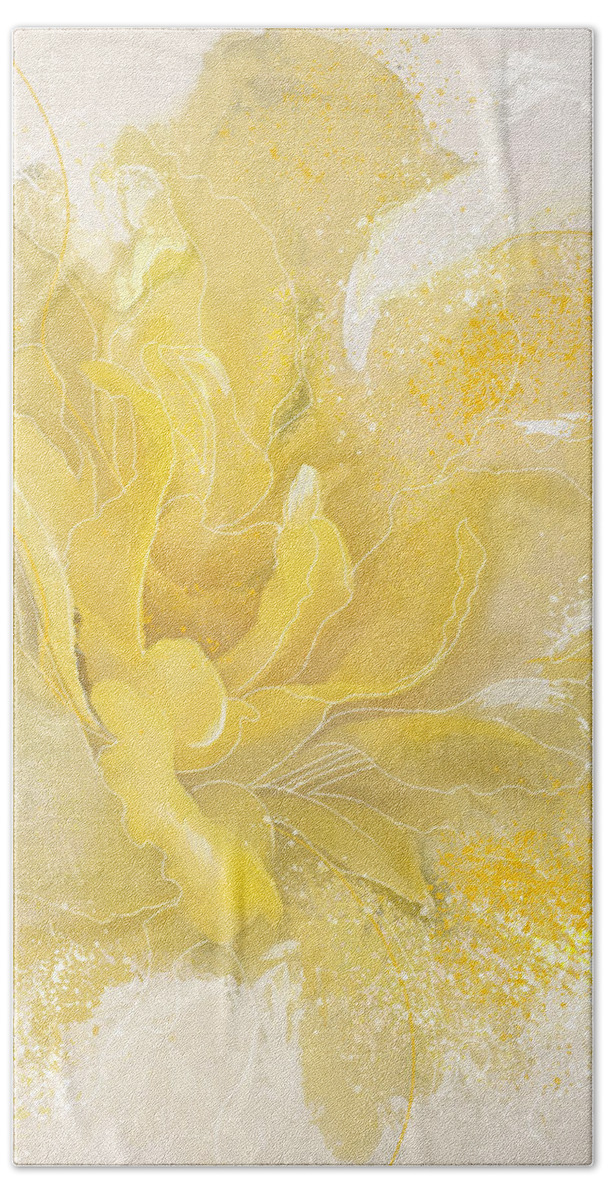 Floral Bath Towel featuring the digital art Golden Blossom by Gina Harrison