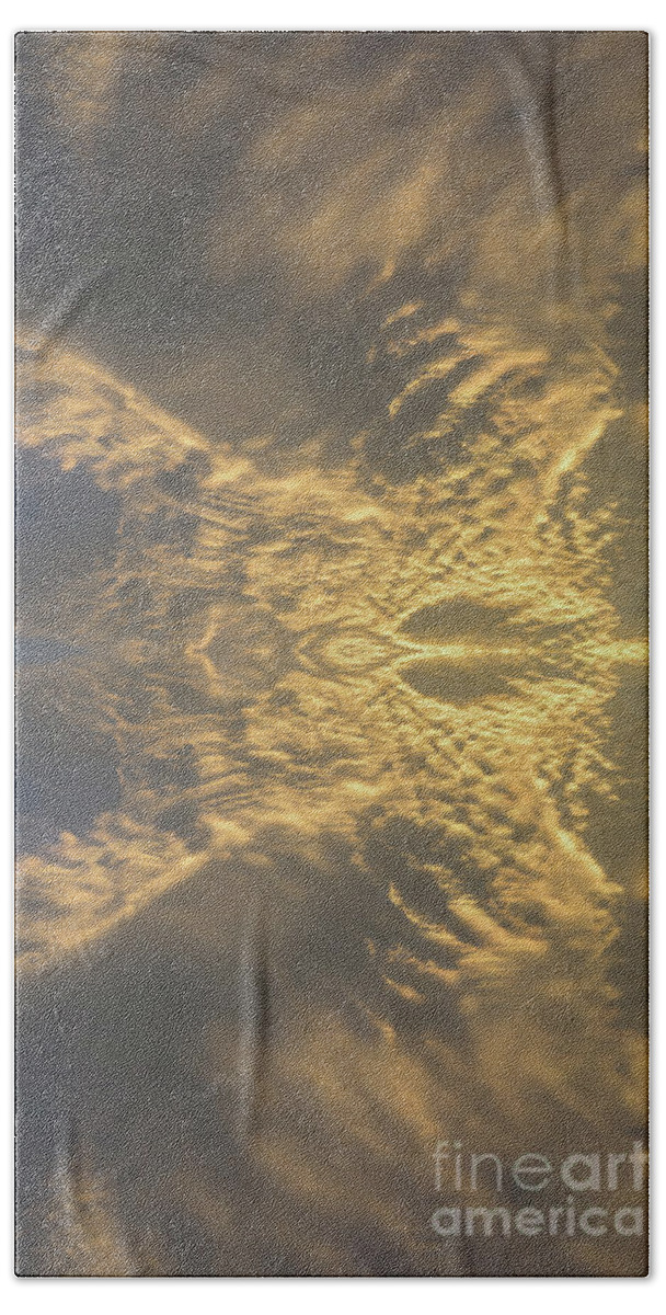Clouds Bath Towel featuring the digital art Golden clouds in the sunset sky 1 by Adriana Mueller