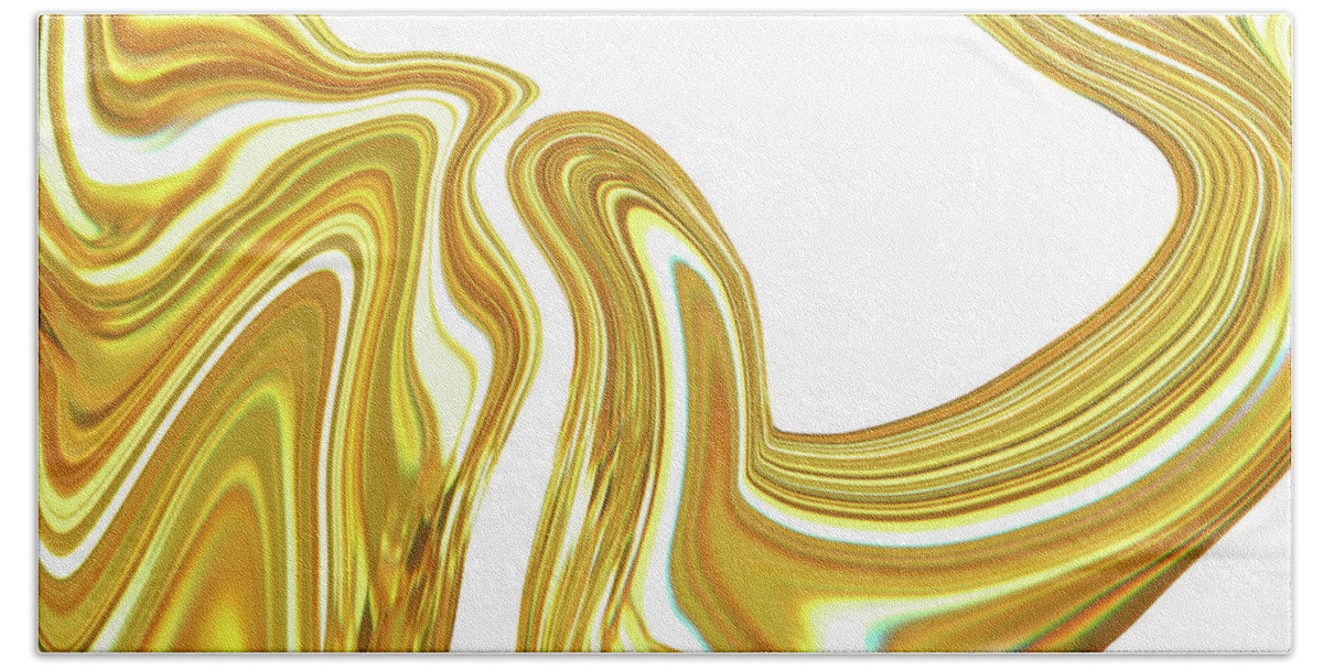 Abstract Bath Towel featuring the photograph Golden Flowing Illustration Background by Severija Kirilovaite