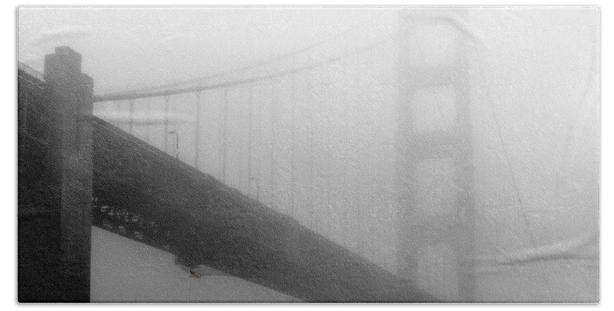Bridge Bath Towel featuring the photograph Golden Gate in Black and White by Carol Jorgensen